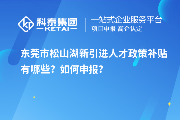 東莞市松山湖新引進人才政策補貼有哪些？如何申報？