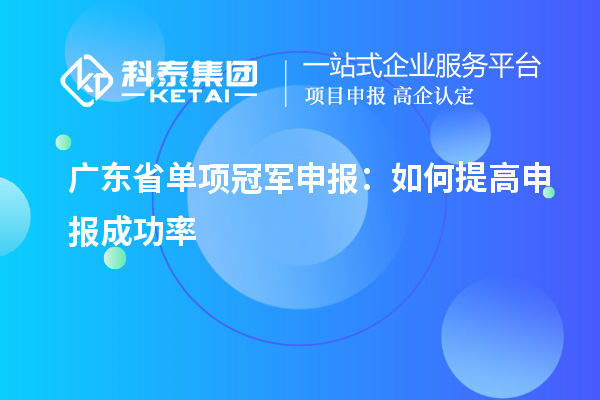 廣東省單項冠軍申報：如何提高申報成功率