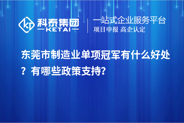 東莞市制造業單項冠軍有什么好處？有哪些政策支持？