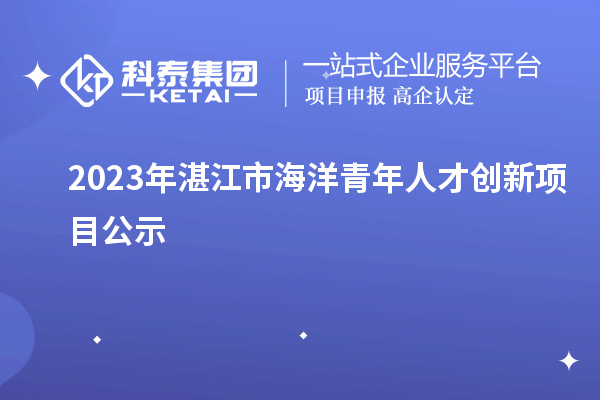 2023年湛江市海洋青年人才創新項目公示