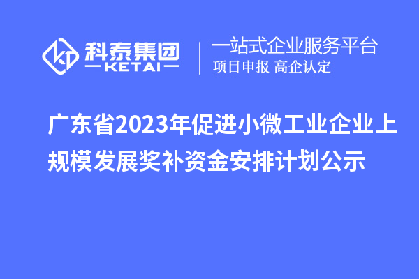 廣東省2023年促進(jìn)小微工業(yè)企業(yè)上規(guī)模發(fā)展獎(jiǎng)補(bǔ)資金安排計(jì)劃公示