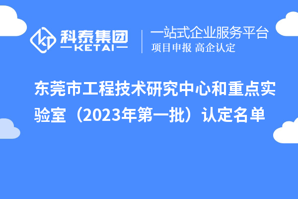 東莞市工程技術研究中心和重點實驗室（2023年第一批）認定名單