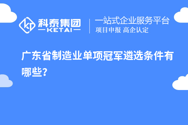 廣東省制造業(yè)單項(xiàng)冠軍遴選條件有哪些？