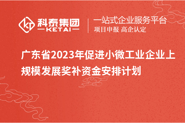 廣東省2023年促進小微工業企業上規模發展獎補資金安排計劃