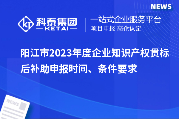 陽江市2023年度企業知識產權貫標后補助申報時間、條件要求