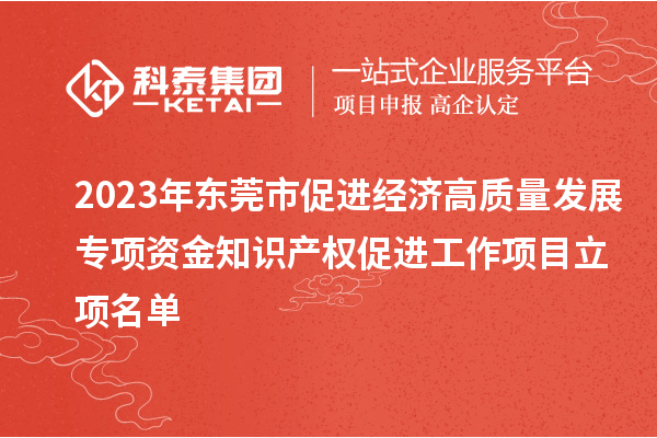 2023年東莞市促進經濟高質量發展專項資金知識產權促進工作項目立項名單