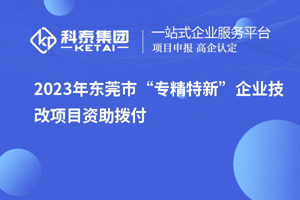 2023年?yáng)|莞市“專精特新”企業(yè)技改項(xiàng)目資助撥付