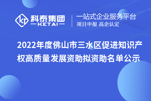 2022年度佛山市三水區(qū)促進知識產(chǎn)權高質(zhì)量發(fā)展資助擬資助名單公示