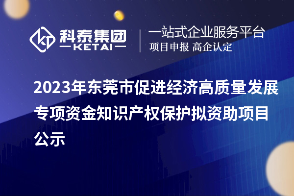 2023年東莞市促進經濟高質量發展專項資金知識產權保護擬資助項目公示