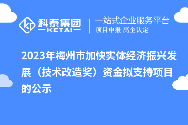 2023年梅州市加快實體經濟振興發展（技術改造獎）資金擬支持項目的公示