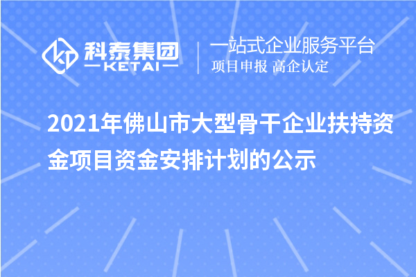 2021年佛山市大型骨干企業扶持資金項目資金安排計劃的公示