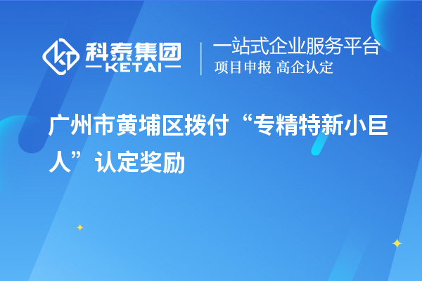 廣州市黃埔區撥付“專精特新小巨人”認定獎勵