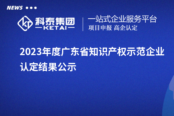 2023年度廣東省知識產權示范企業認定結果公示