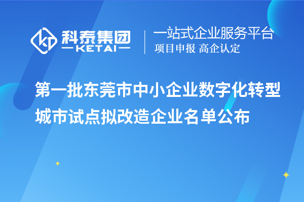 第一批東莞市中小企業數字化轉型城市試點擬改造企業名單公布