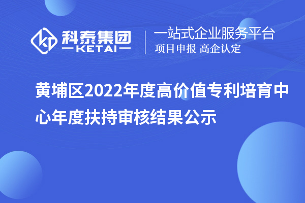 黃埔區2022年度高價值專利培育中心年度扶持審核結果公示