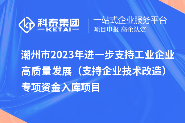 潮州市2023年進一步支持工業企業高質量發展（支持企業技術改造）專項資金入庫項目