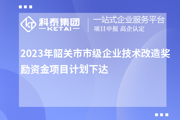 2023年韶關市市級企業(yè)技術改造獎勵資金項目計劃下達