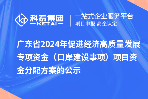 廣東省2024年促進經(jīng)濟高質(zhì)量發(fā)展專項資金（口岸建設事項）項目資金分配方案的公示