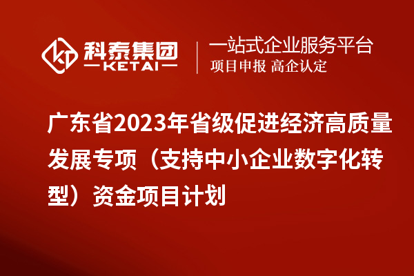 廣東省2023年省級促進經濟高質量發展專項（支持中小企業數字化轉型）資金項目計劃