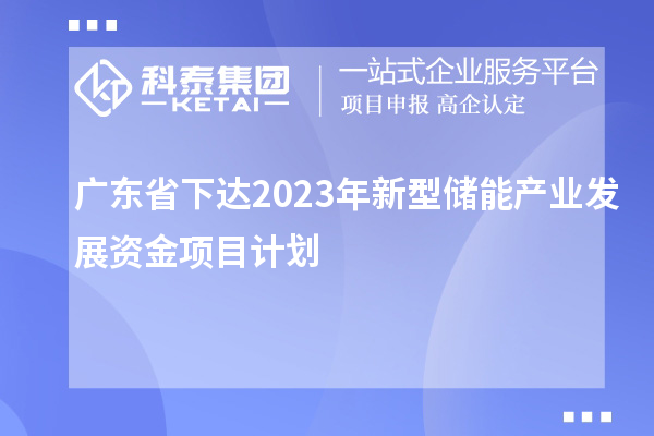 廣東省下達2023年新型儲能產業發展資金項目計劃