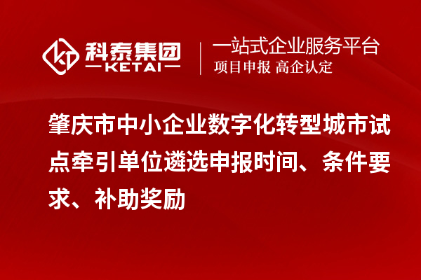 肇慶市中小企業數字化轉型城市試點牽引單位遴選申報時間、條件要求、補助獎勵