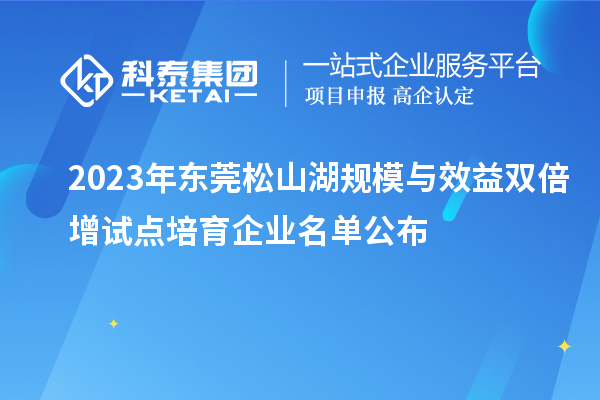 2023年東莞松山湖規(guī)模與效益雙倍增試點培育企業(yè)名單公布