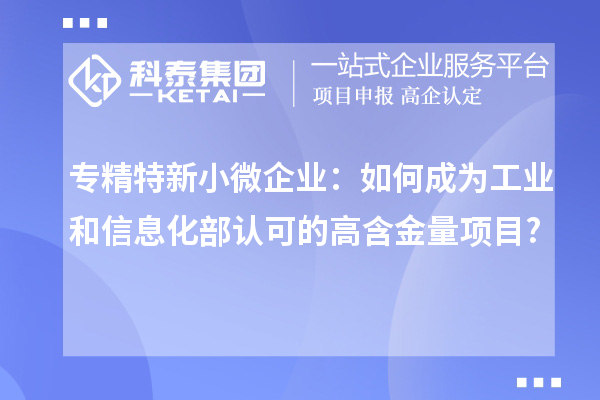 專精特新小微企業：如何成為工業和信息化部認可的高含金量項目?