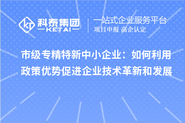 市級專精特新中小企業：如何利用政策優勢促進企業技術革新和發展