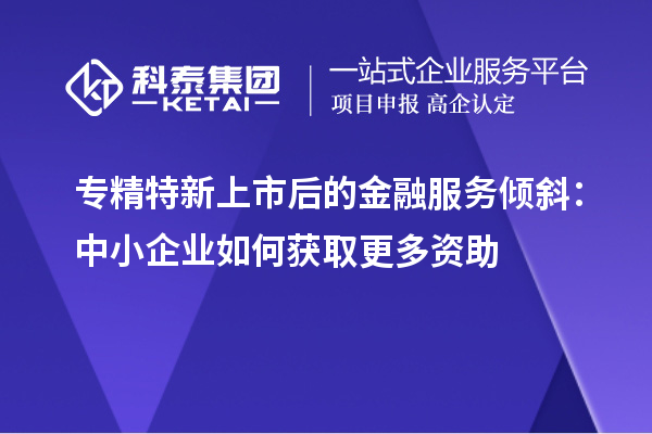 專精特新上市后的金融服務傾斜：中小企業如何獲取更多資助