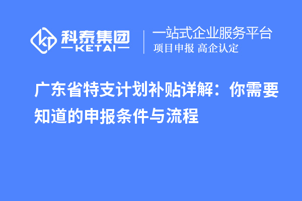 廣東省特支計劃補貼詳解：你需要知道的申報條件與流程