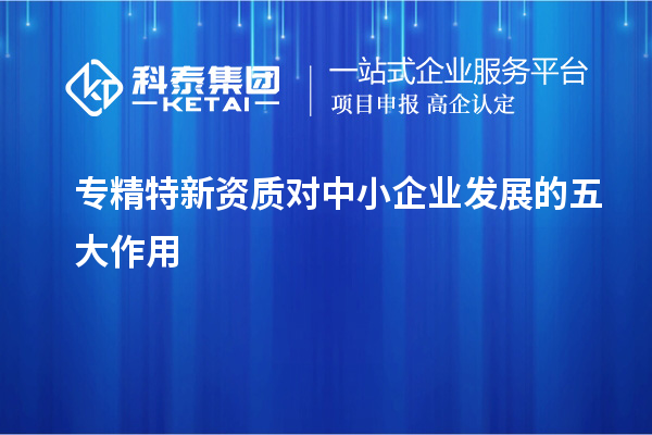 專精特新資質對中小企業發展的五大作用