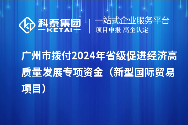 廣州市撥付2024年省級促進經濟高質量發展專項資金（新型國際貿易項目）