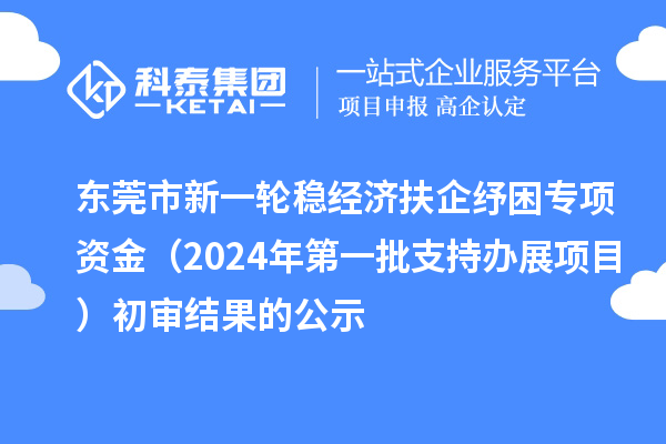 東莞市新一輪穩經濟扶企紓困專項資金（2024年第一批支持辦展項目）初審結果的公示