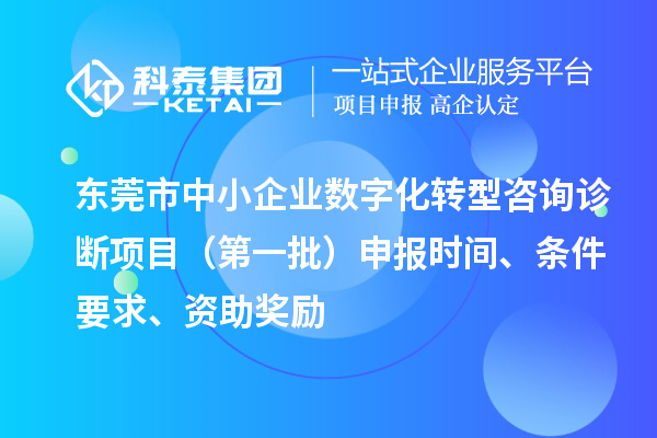 東莞市中小企業數字化轉型咨詢診斷項目（第一批）申報時間、條件要求、資助獎勵