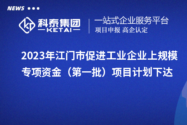 2023年江門市促進工業企業上規模專項資金（第一批）項目計劃下達