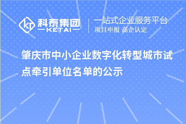 肇慶市中小企業數字化轉型城市試點牽引單位名單的公示