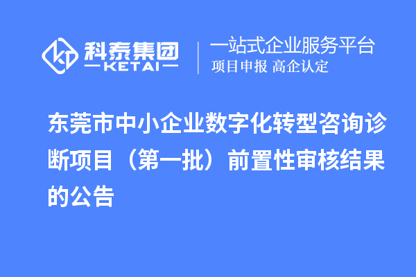 東莞市中小企業數字化轉型咨詢診斷項目（第一批）前置性審核結果的公告