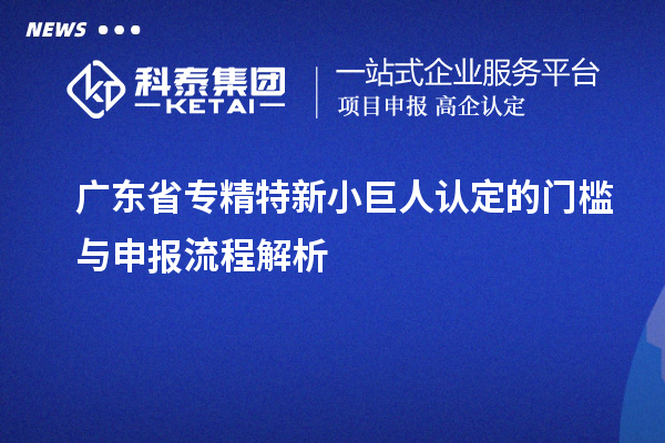 廣東省專精特新小巨人認定的門檻與申報流程解析