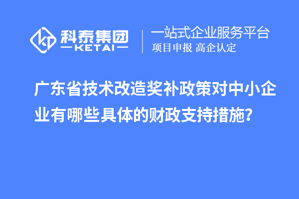 廣東省技術改造獎補政策對中小企業有哪些具體的財政支持措施？