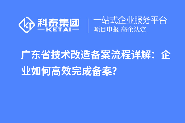 廣東省技術改造備案流程詳解：企業如何高效完成備案？