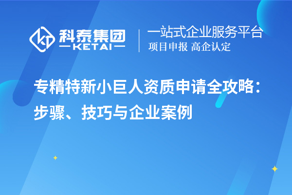 專精特新小巨人資質(zhì)申請(qǐng)全攻略：步驟、技巧與企業(yè)案例