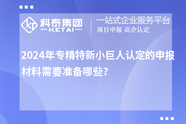 2024年專精特新小巨人認定的申報材料需要準備哪些？