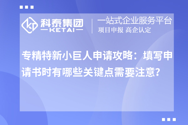 專精特新小巨人申請攻略：填寫申請書時有哪些關(guān)鍵點需要注意？