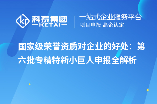 國家級榮譽資質(zhì)對企業(yè)的好處：第六批專精特新小巨人申報全解析