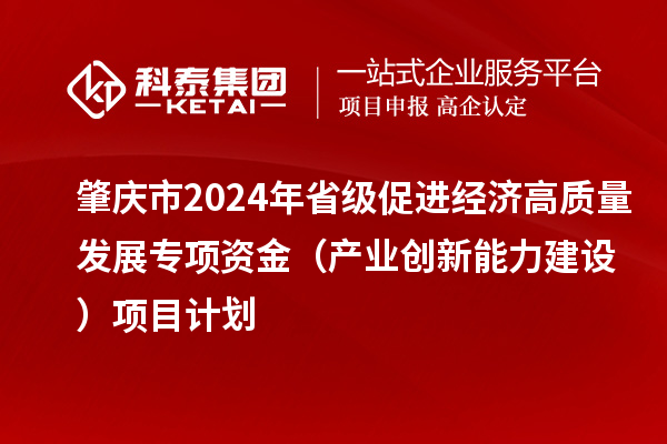 肇慶市2024年省級促進經濟高質量發展專項資金（產業創新能力建設）項目計劃