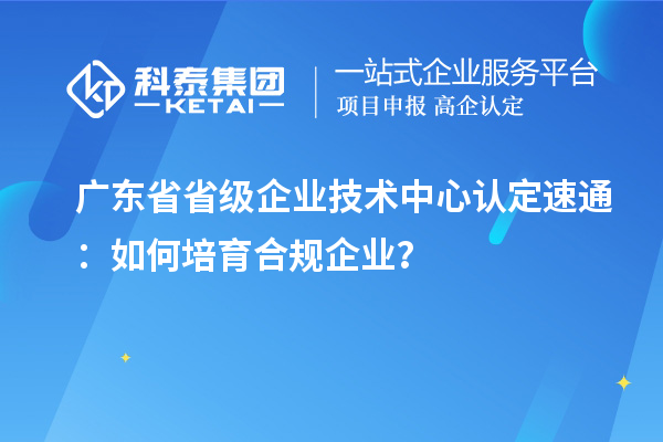 廣東省省級企業技術中心認定速通：如何培育合規企業？