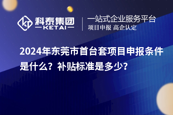 2024年東莞市首臺套項目申報條件是什么？補貼標準是多少？