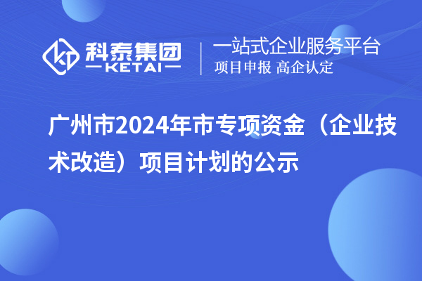 廣州市2024年市專項資金（企業技術改造）項目計劃的公示