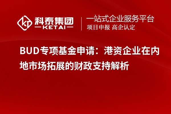 BUD專項基金申請：港資企業在內地市場拓展的財政支持解析