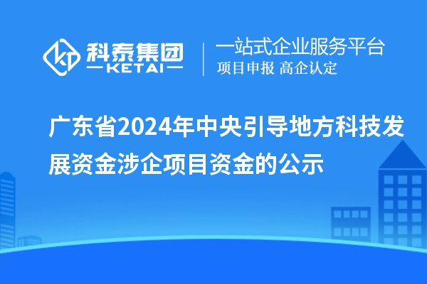 廣東省2024年中央引導地方科技發展資金涉企項目資金的公示